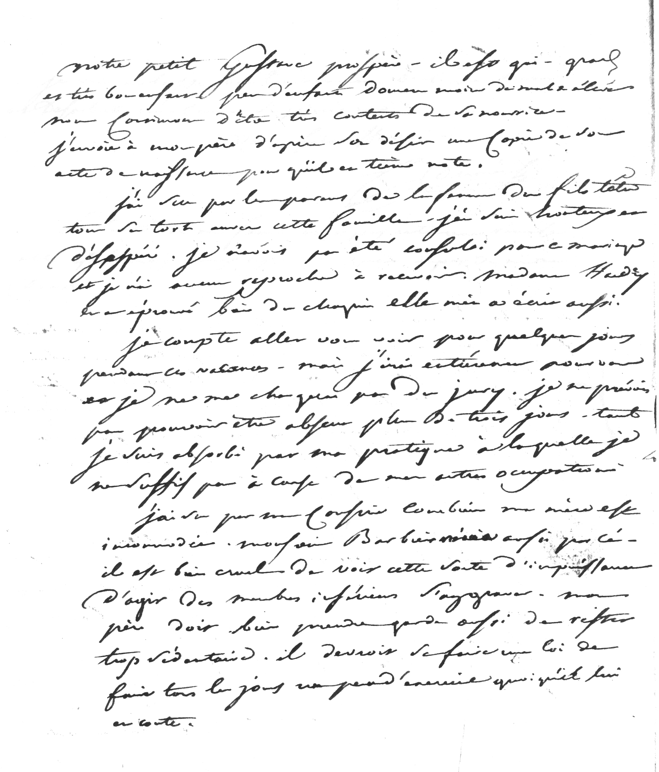 Lettre du printemps 1819 (entre mai et juillet)
