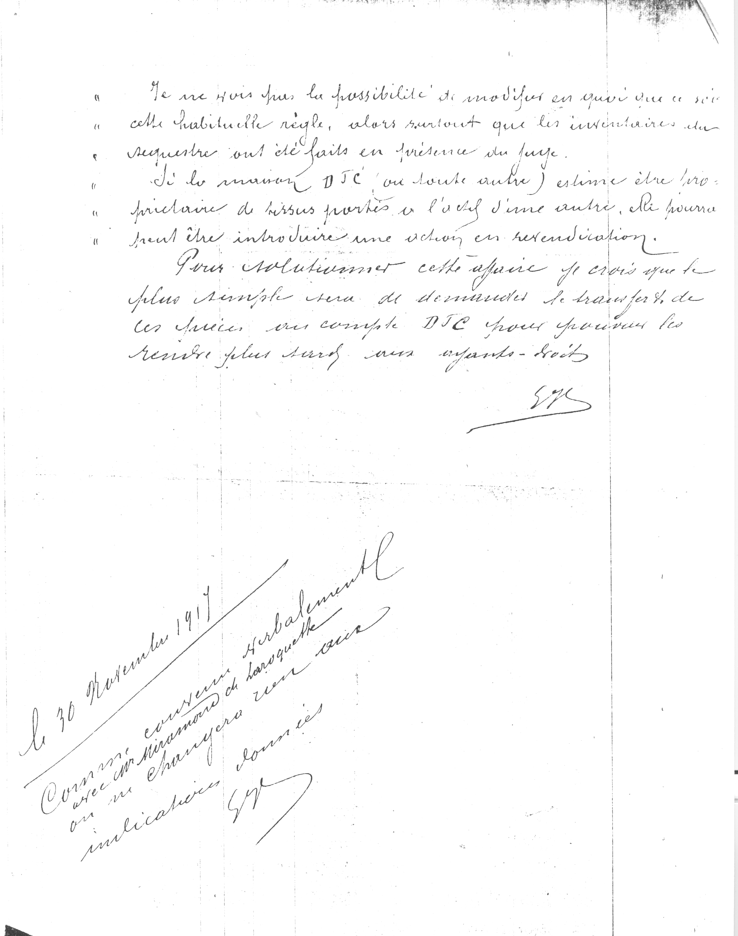 1917 – Rapport hebdomadaire de E. Hochstetter à Guy de Place, semaine du 22 au 27 Octobre 1917