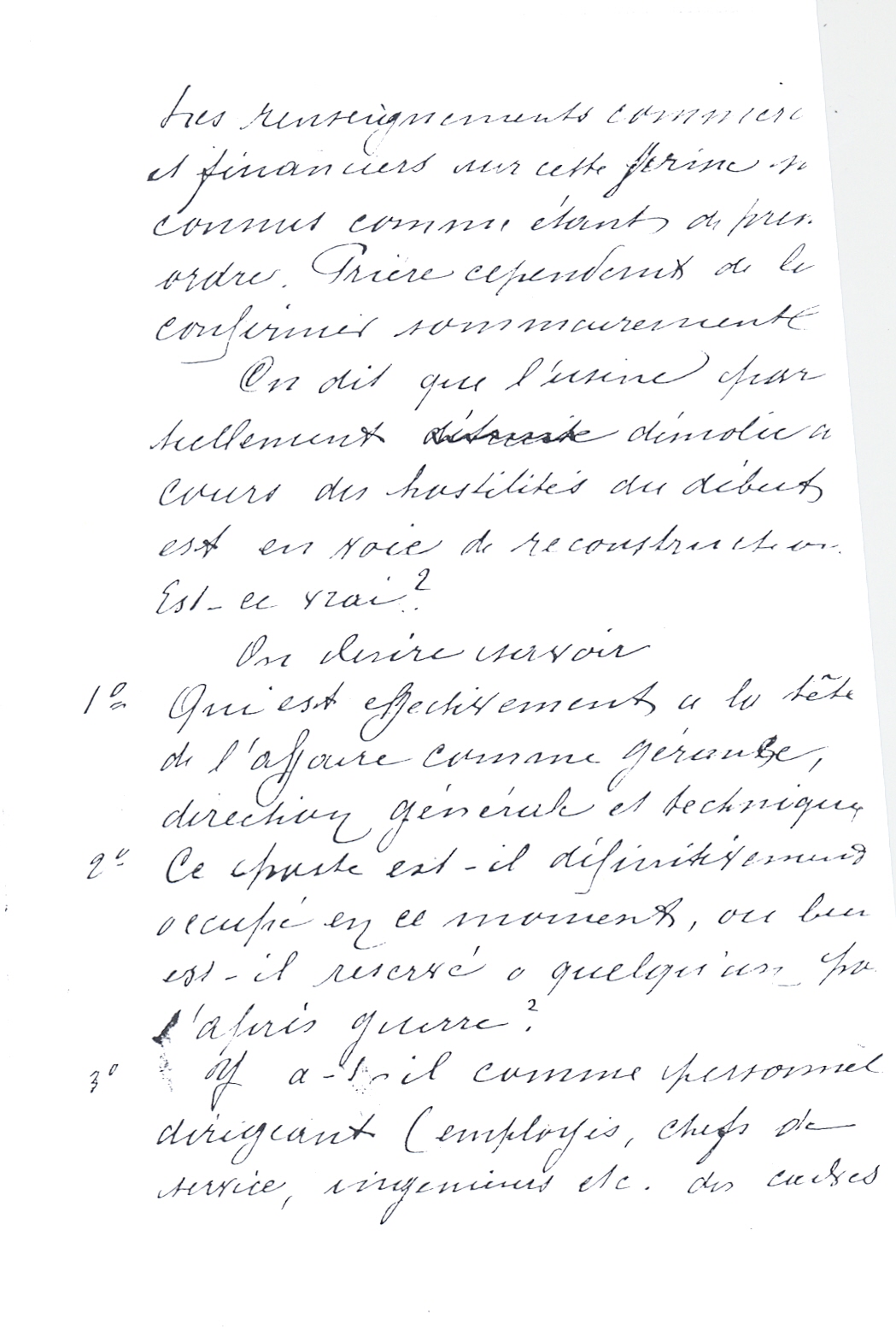 1917 – Copie confidentielle de renseignements demandés sur la Société DJC (30 décembre 1917)