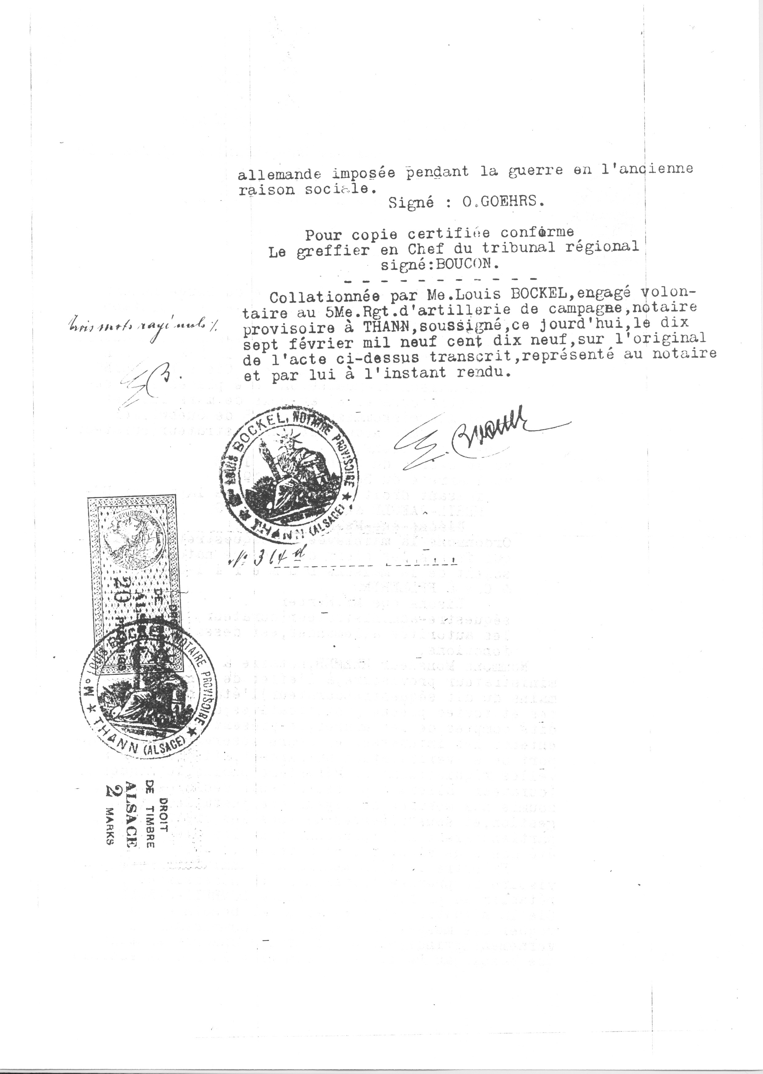 1919 – Copie du jugement du 11 janvier 1919 sur les biens sous séquestre de l’entreprise DJC